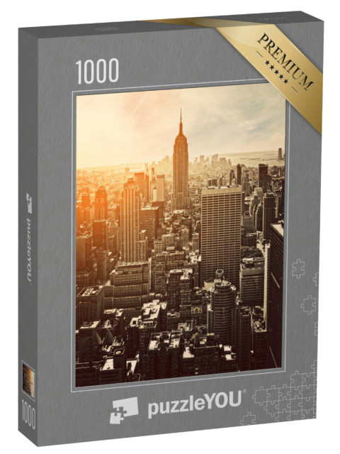 Puzzle de 1000 pièces « Coucher de soleil à Manhattan, New York, États-Unis »