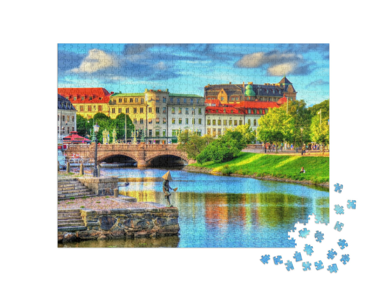 Puzzle de 1000 pièces « Canal dans le centre historique de Göteborg, Suède »