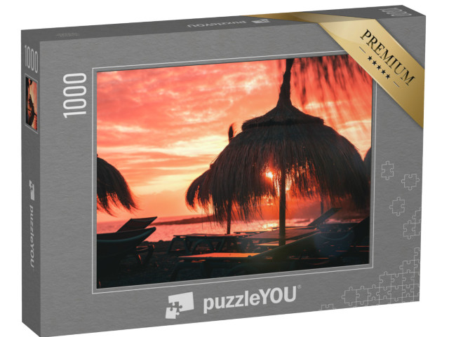 Puzzle de 1000 pièces « Coucher de soleil incandescent sur la plage »