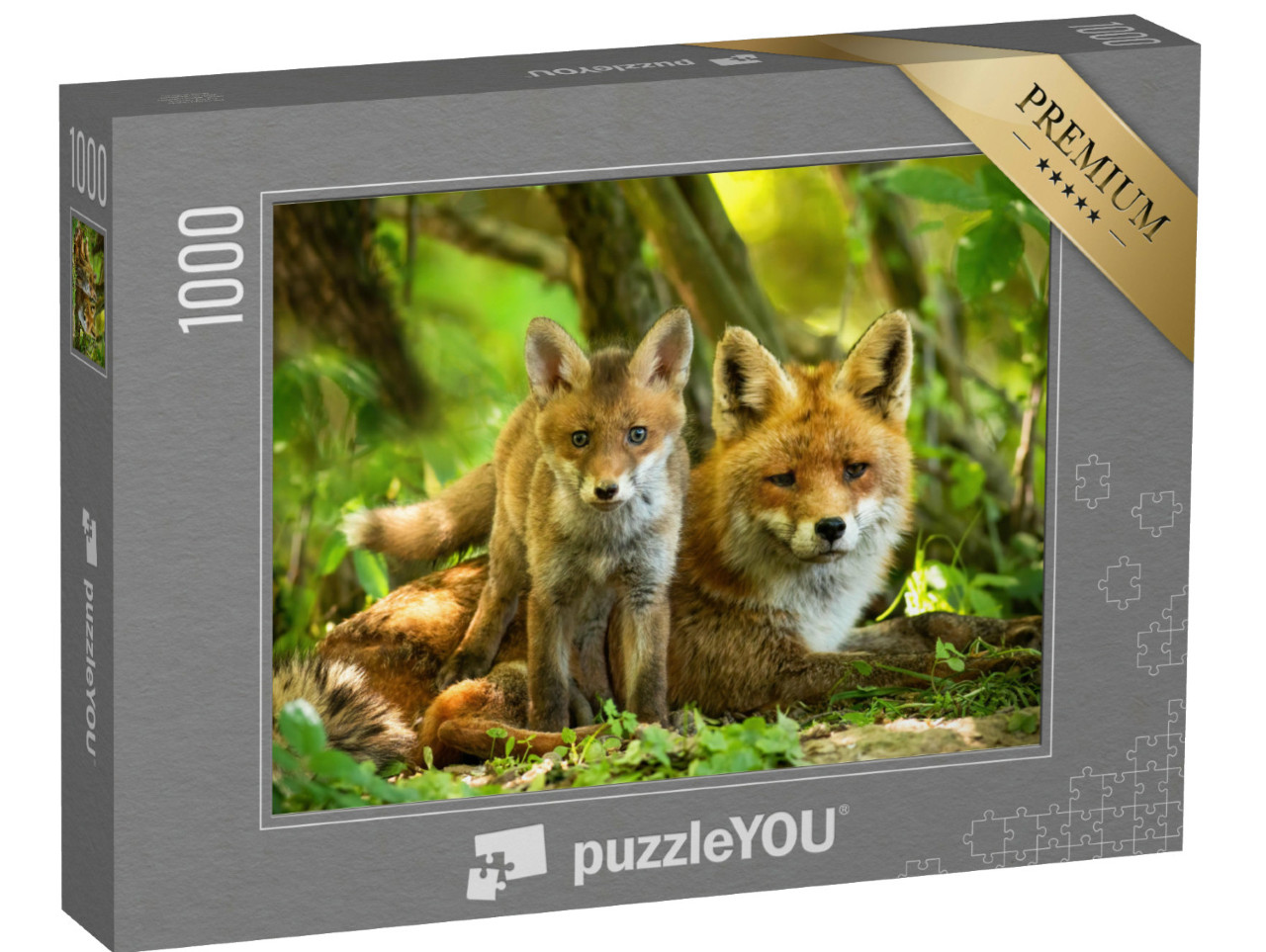 Puzzle de 1000 pièces « Charmante famille de renards roux »