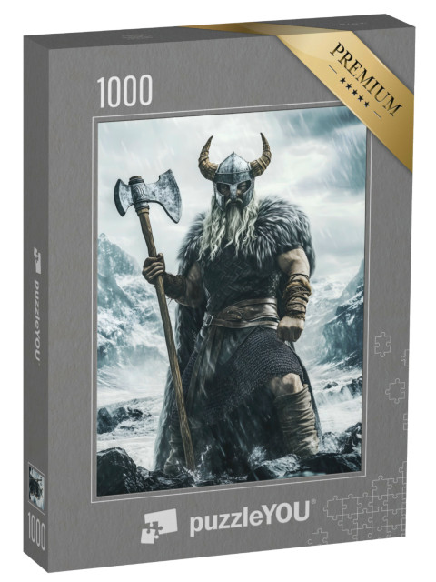 Puzzle de 1000 pièces « Chef viking avec une hache géante »