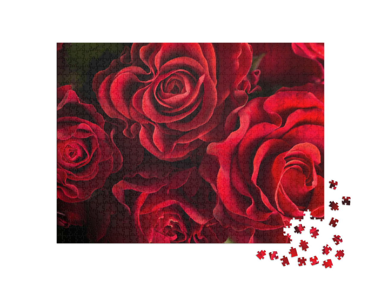 Puzzle de 1000 pièces « Bouquet de roses rouges fraîches »