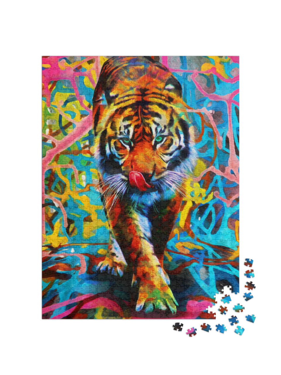 Puzzle de 1000 pièces « Tigre aux couleurs vives »