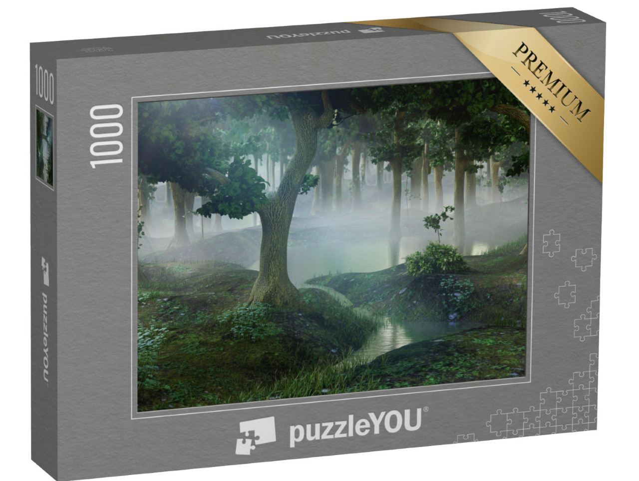 Puzzle de 1000 pièces « Forêt imaginaire brumeuse avec étangs »