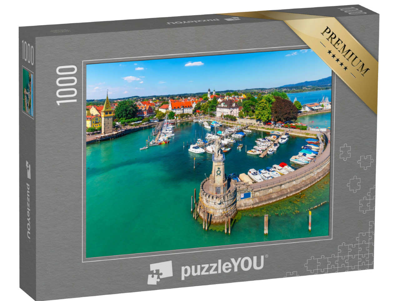 Puzzle de 1000 pièces « Vieille ville et jetée de Lindau au bord du lac de Constance, Allemagne »