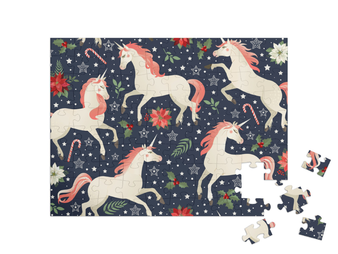 Puzzle de 100 pièces « Les licornes en hiver »