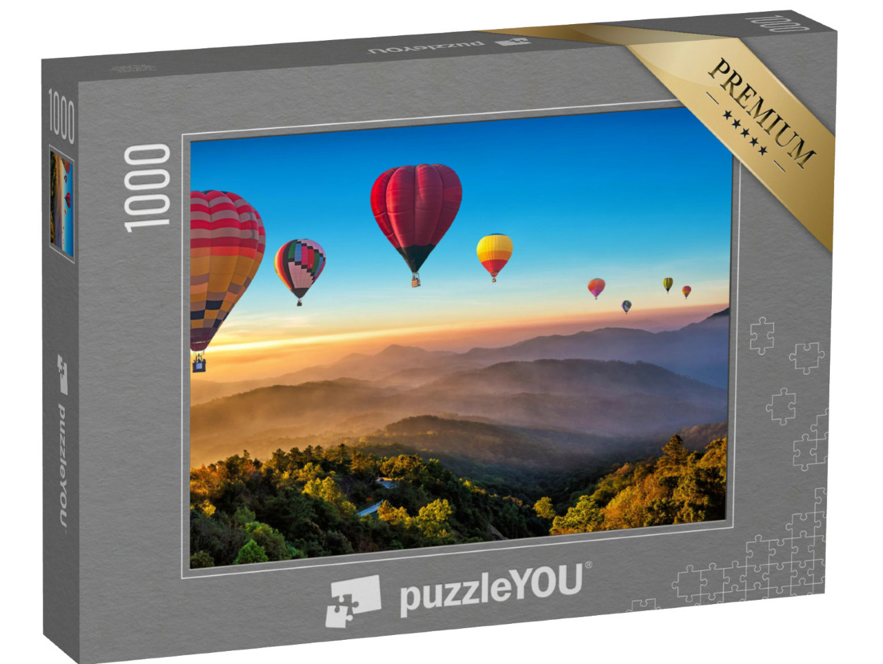 Puzzle de 1000 pièces « Chiang Mai, Thaïlande : tour en montgolfières multicolores »