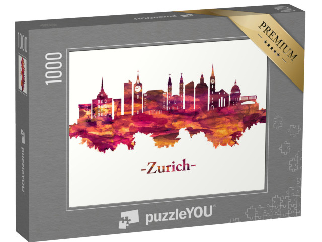 Puzzle de 1000 pièces « Graphique de la ville : Skyline rouge de la ville de Zurich »