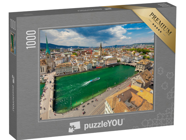 Puzzle de 1000 pièces « Le pont de la cathédrale sur la Limmat à Zurich »