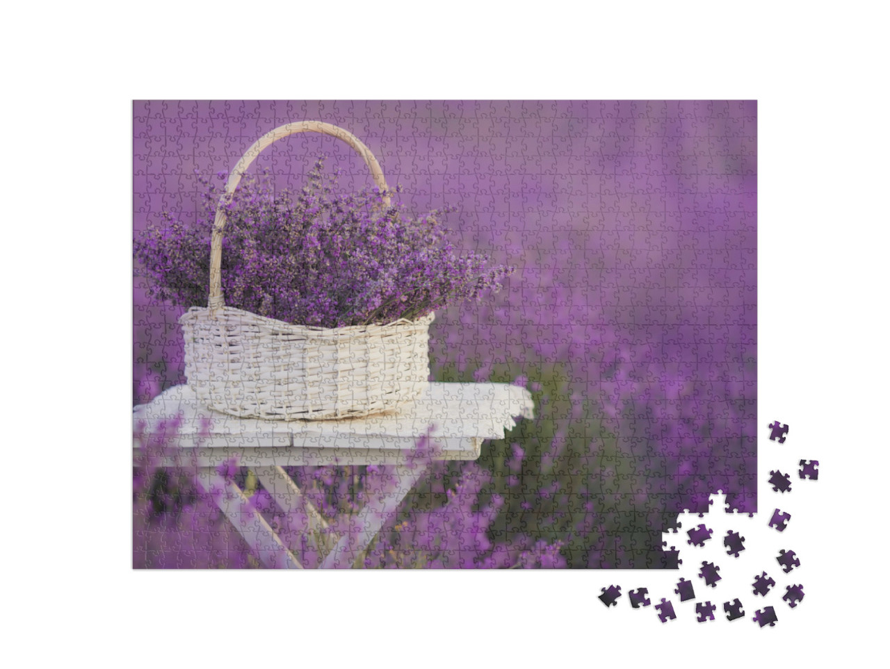 Puzzle de 1000 pièces « Panier de lavande dans le champ »