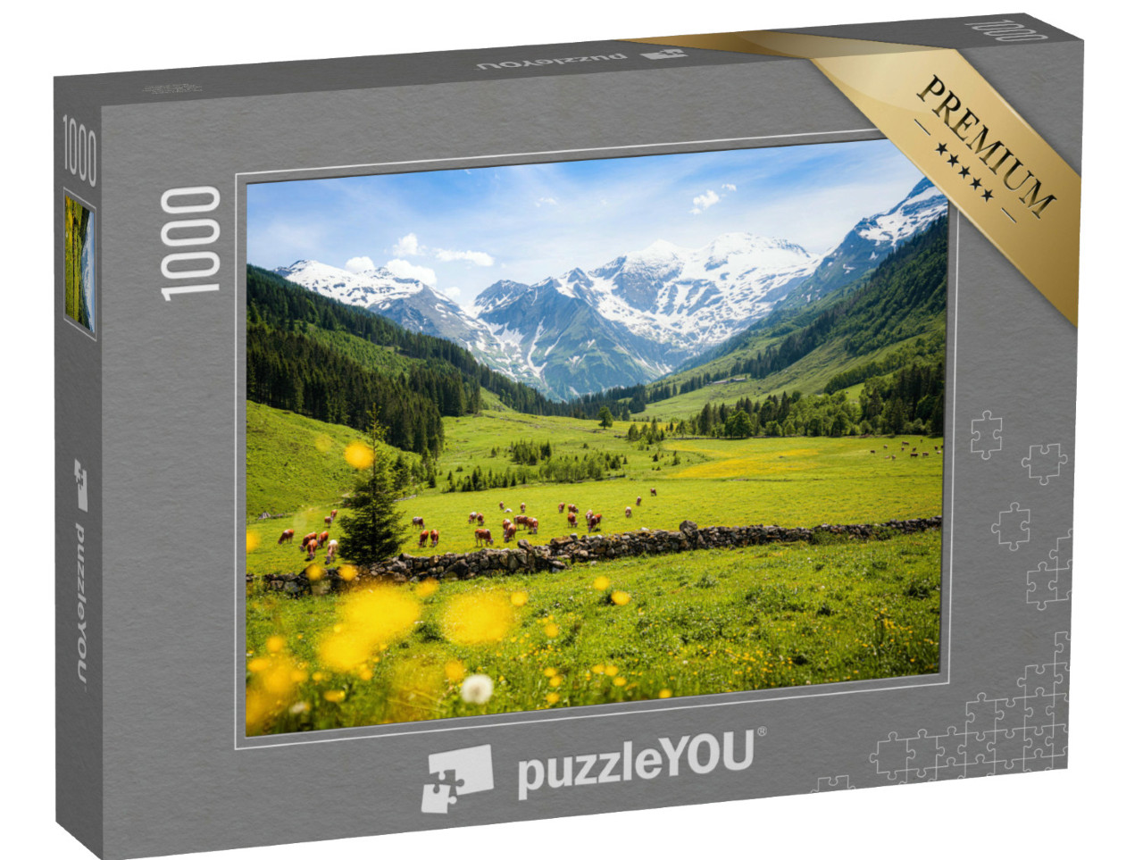 Puzzle de 1000 pièces « Paysage alpin rural avec des vaches, Parc national Hohe Tauern »