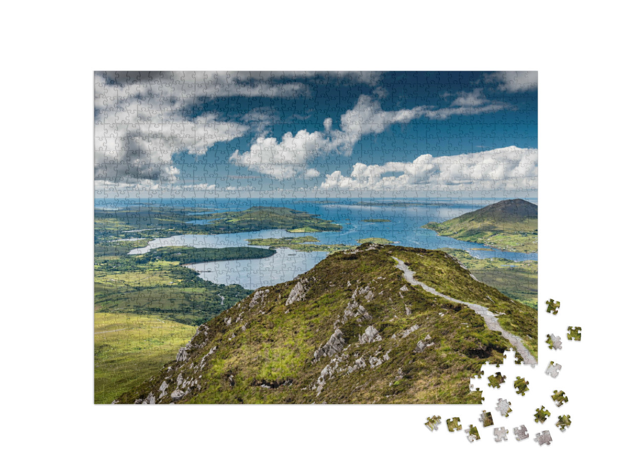 Puzzle de 1000 pièces « Sentier de randonnée dans le parc national du Connemara, Irlande »