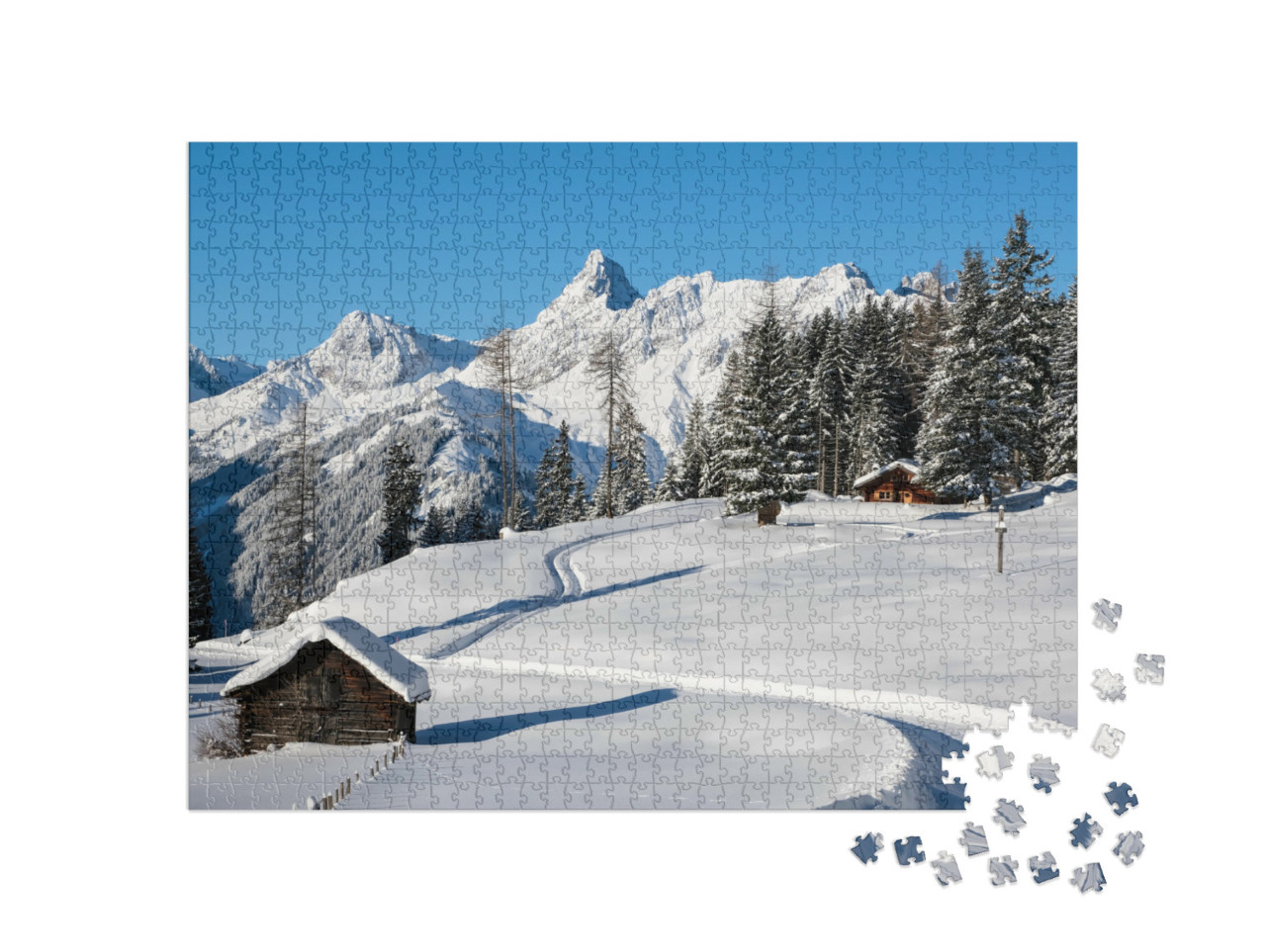 Puzzle de 1000 pièces « Journée d'hiver parfaite dans la vallée du Montafon »