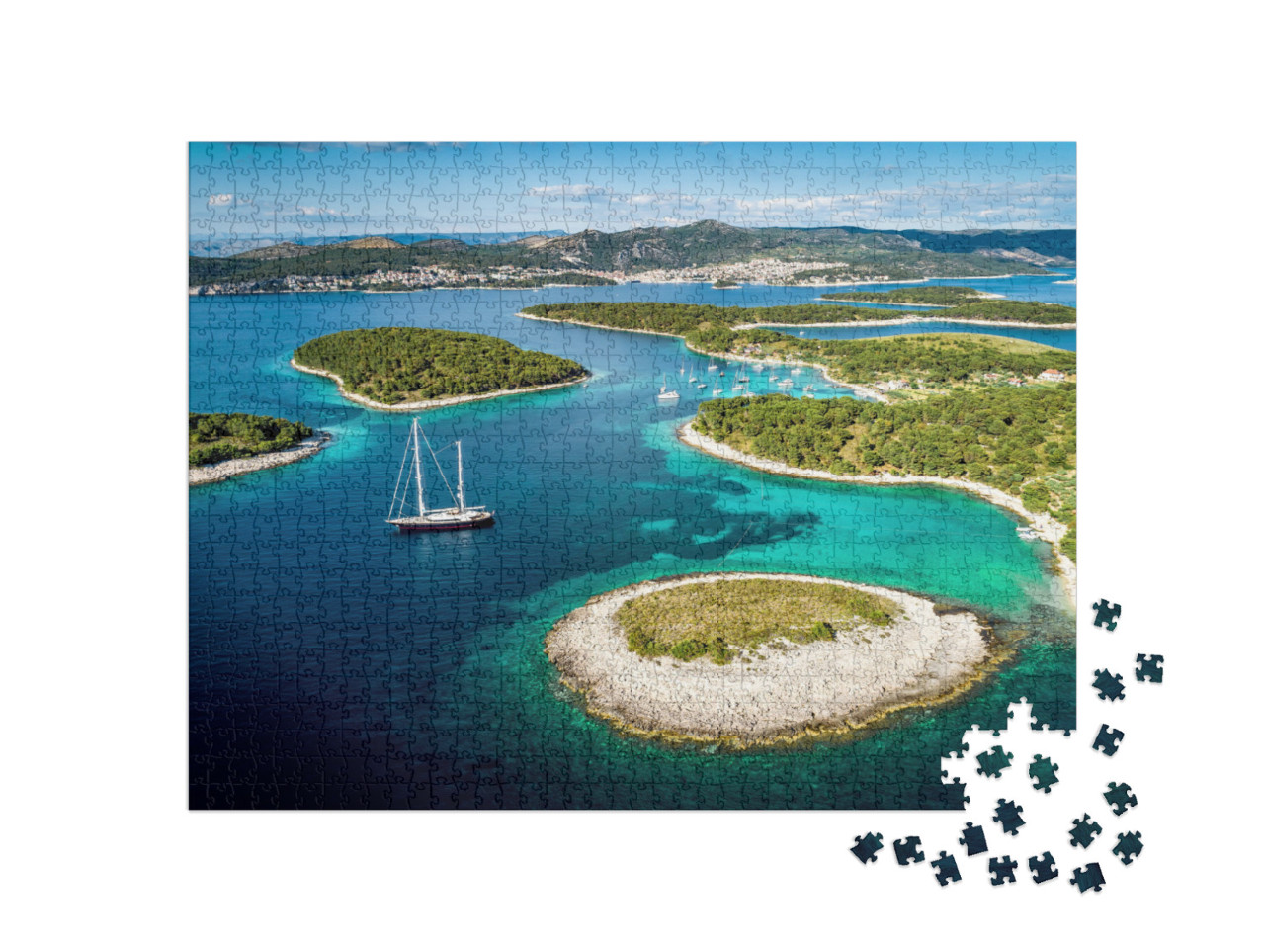 Puzzle de 1000 pièces « Magnifiques îles Paklinski à Hvar, Croatie »