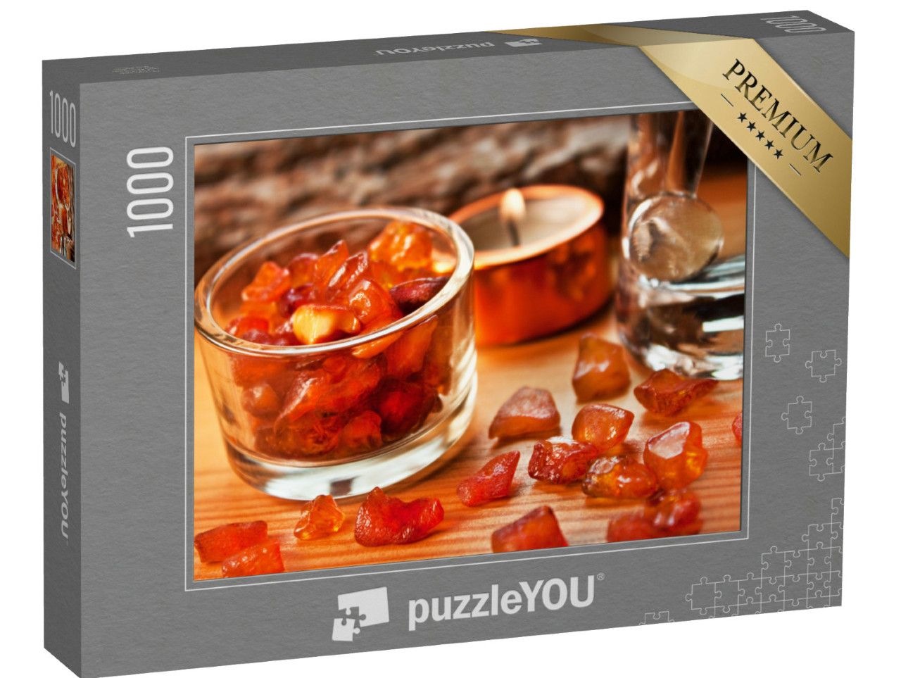 Puzzle de 1000 pièces « Bougie, eau, ambre »