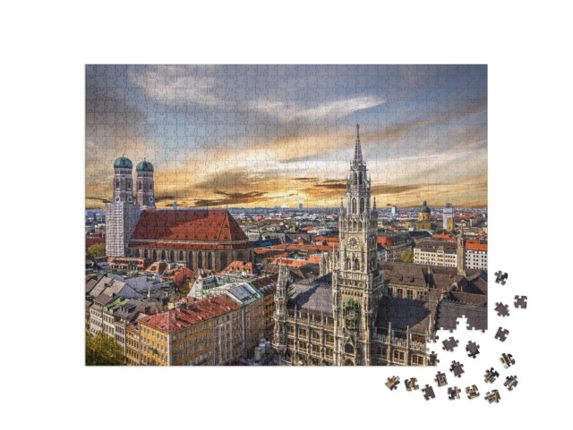 Puzzle de 1000 pièces « Coucher de soleil sur Munich, Allemagne »