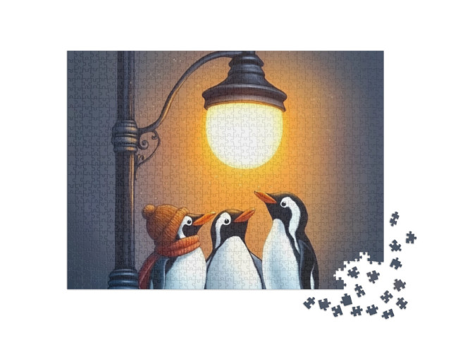 Puzzle de 1000 pièces « Pingouins sous un lampadaire »