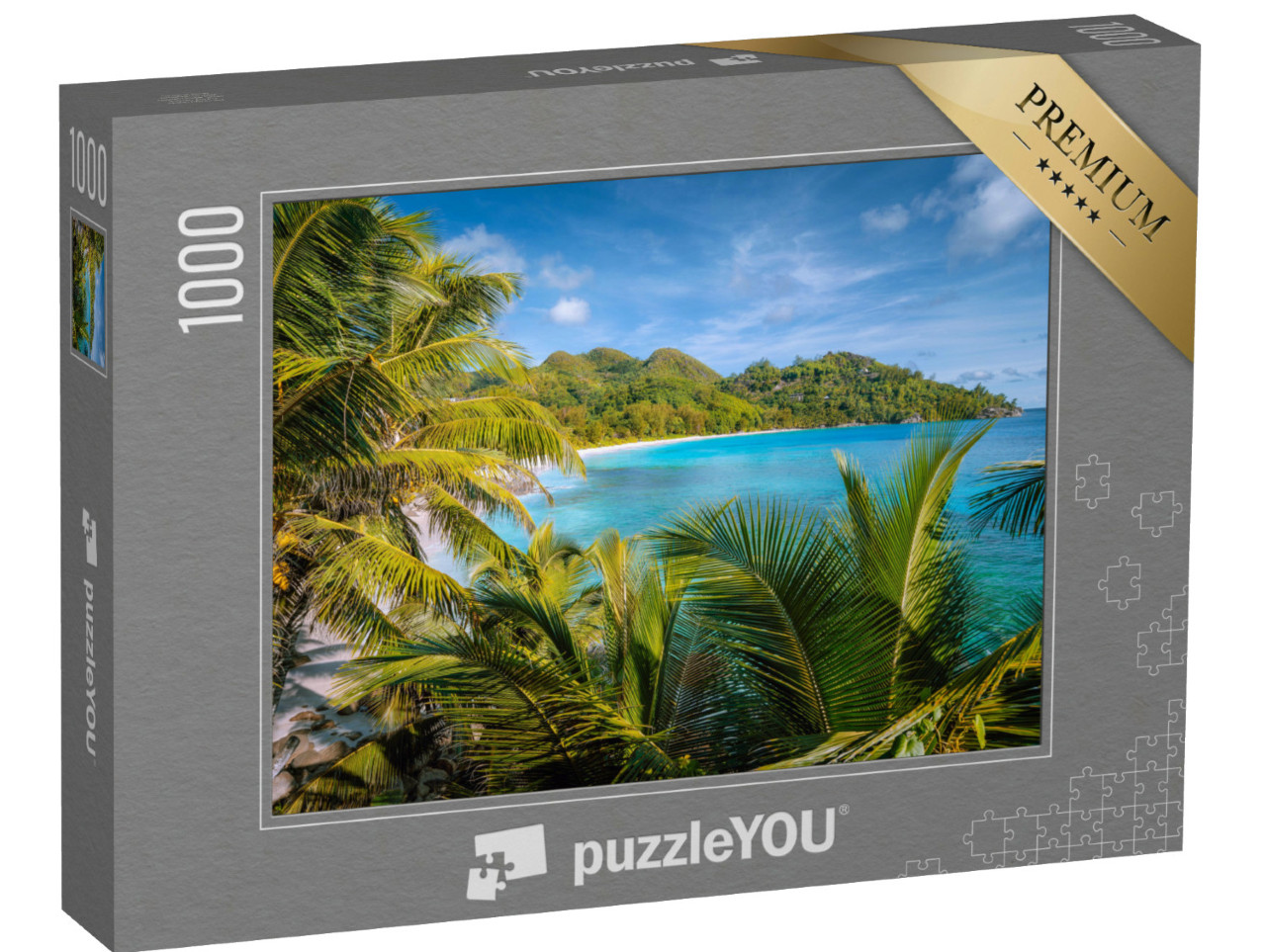 Puzzle de 1000 pièces « Paradis exotique de la plage sur l'île de Mahe, Seychelles »