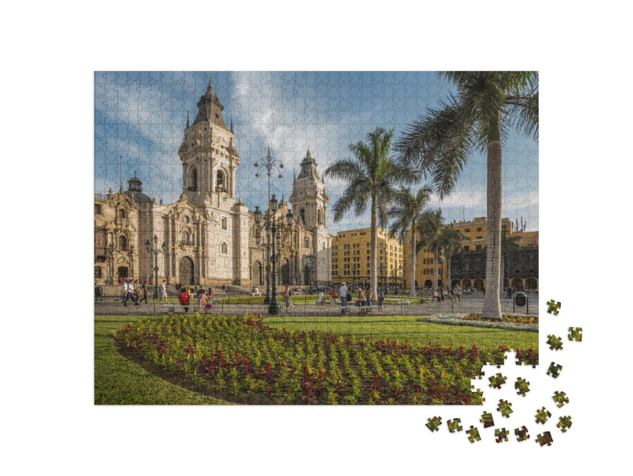 Puzzle de 1000 pièces « Église cathédrale et place principale du centre-ville de Lima, Pérou »