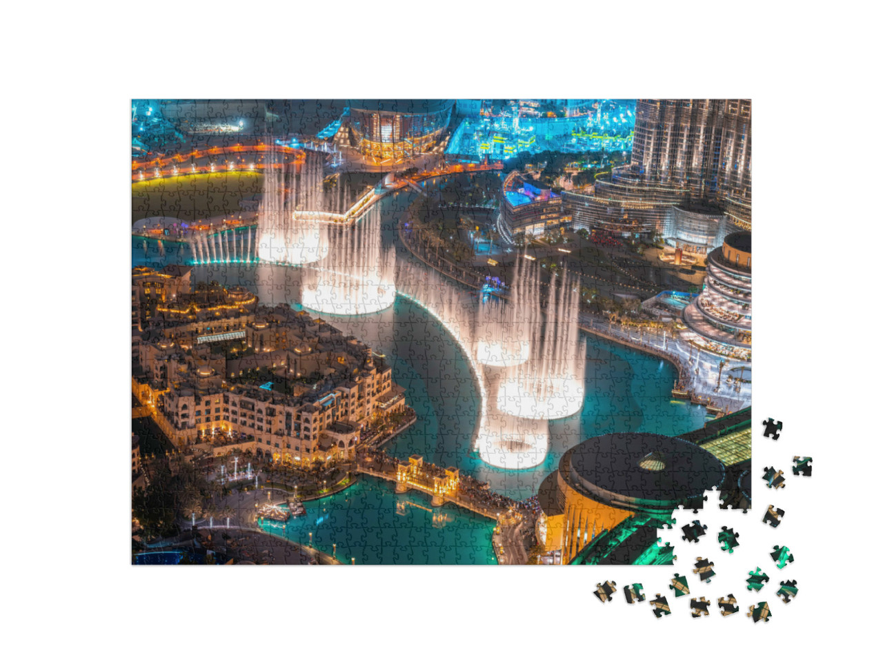 Puzzle de 1000 pièces « Spectacle nocturne de fontaines dansantes »