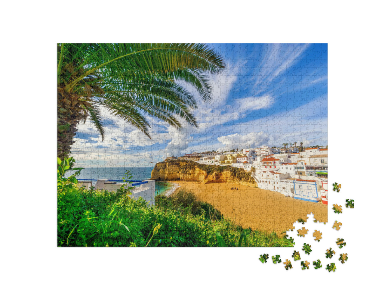 Puzzle de 1000 pièces « Architecture blanche à Carvoeiro, Algarve, Portugal »
