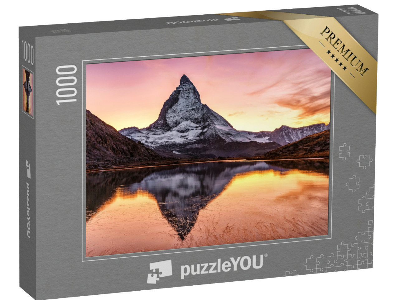 Puzzle de 1000 pièces « Splendide coucher de soleil sur le Cervin et le Riffelsee, Suisse »
