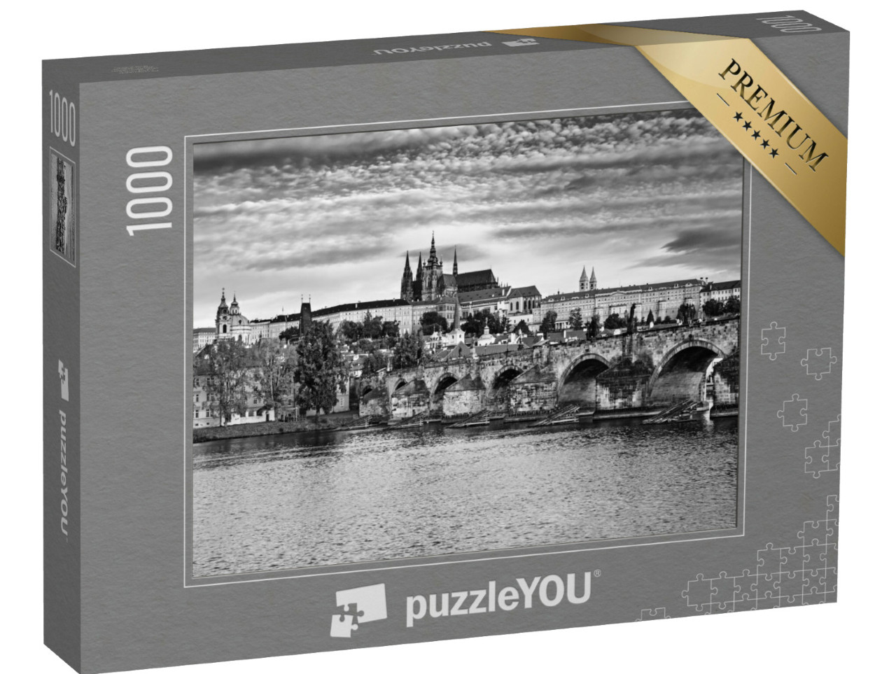 Puzzle de 1000 pièces « Vue sur le centre de Prague avec Hradschin et le Pont Charles, République tchèque »