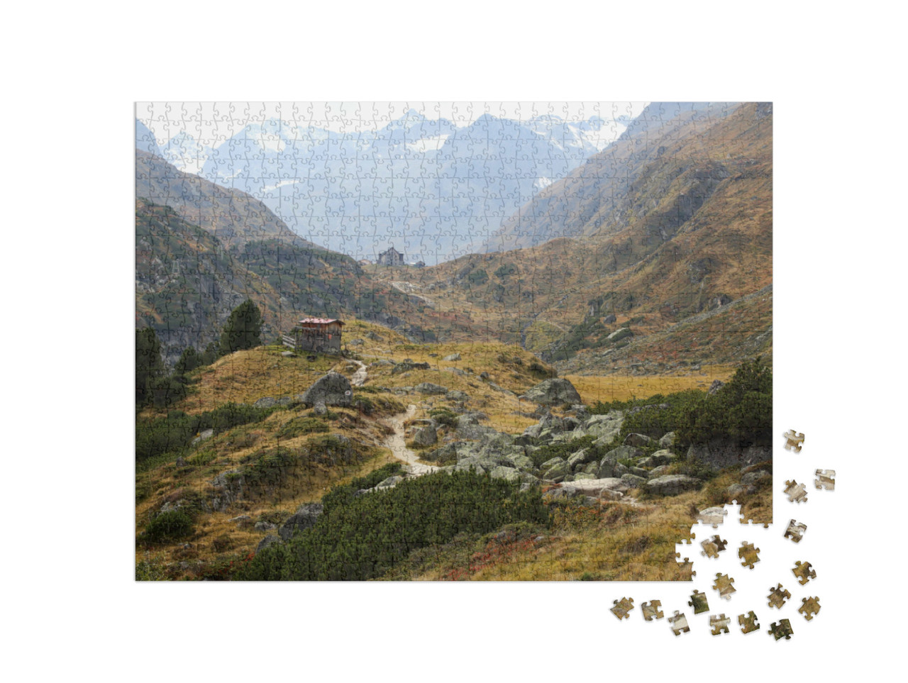 Puzzle de 1000 pièces « Sentier de randonnée dans les Alpes de Stubai. L'alpage Franz Senn »