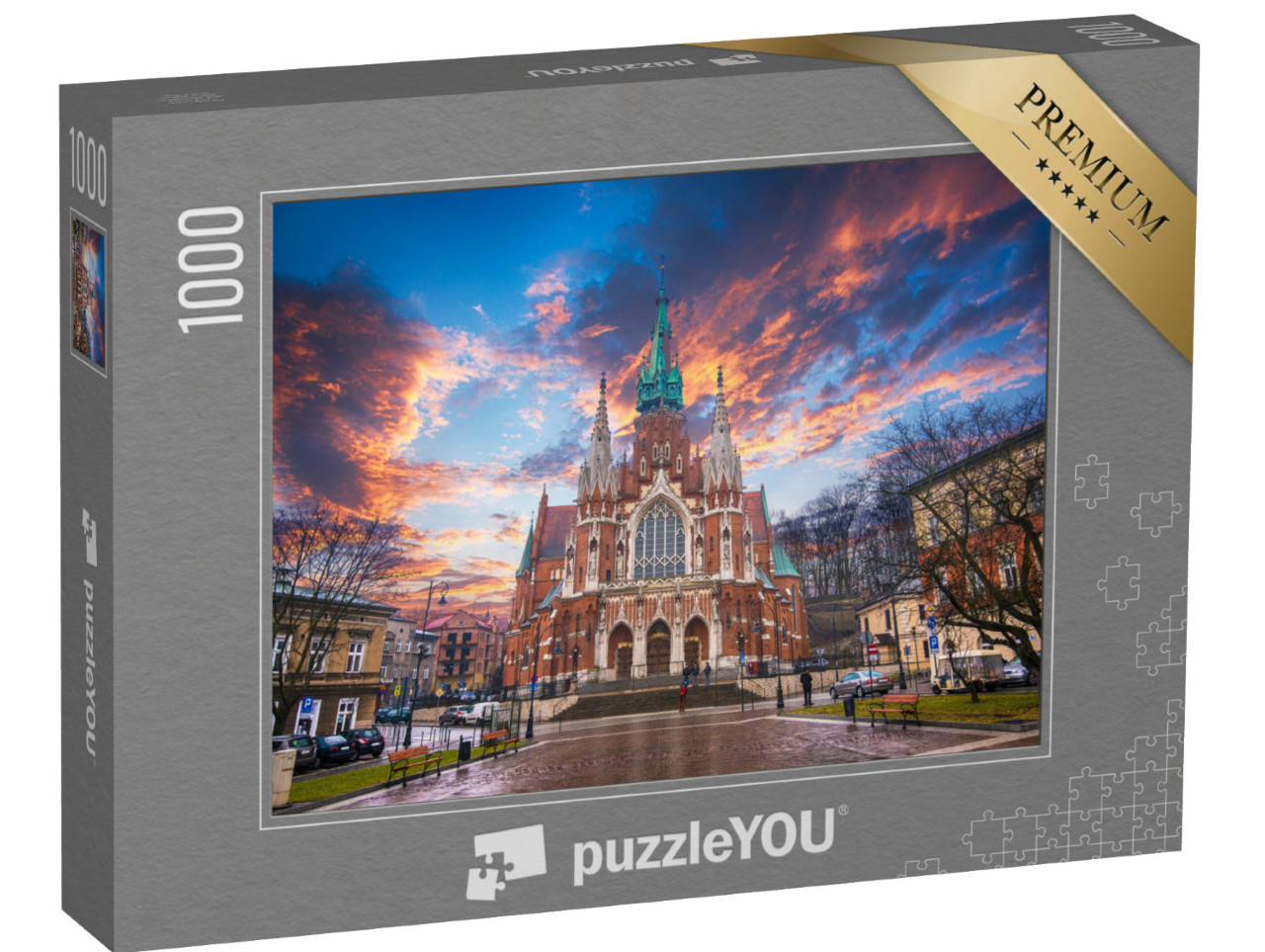 Puzzle de 1000 pièces « Église Saint-Joseph au coucher du soleil, Cracovie, Pologne »