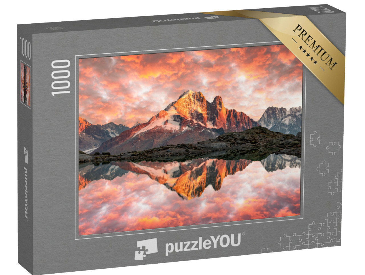 Puzzle de 1000 pièces « Coucher de soleil sur le lac Blanc dans les Alpes françaises »