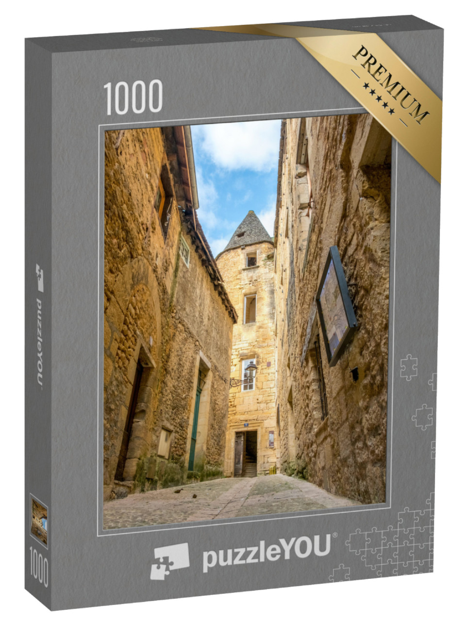 Puzzle de 1000 pièces « Petite rue médiévale à Sarlat, Dordogne, Périgord Vert »