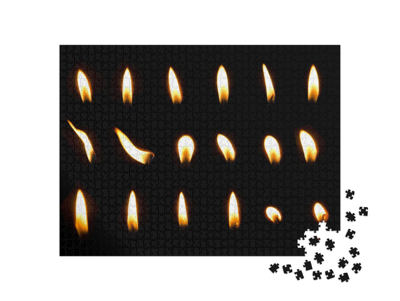 Puzzle de 1000 pièces « Flamme de bougie isolée dans un fond noir »