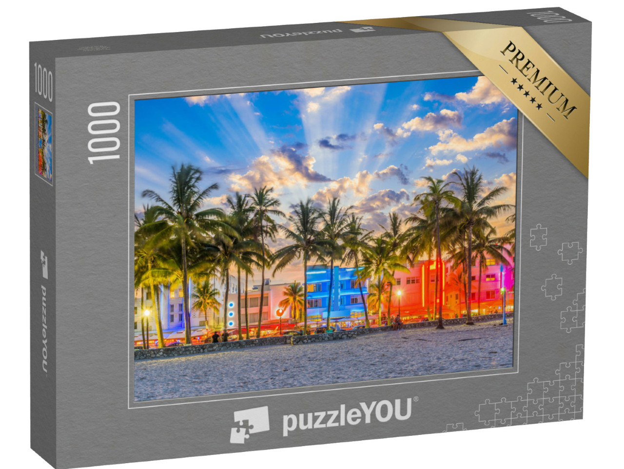 Puzzle de 1000 pièces « Vue de la ville sur Ocean Drive à Miami Beach, Floride, USA »