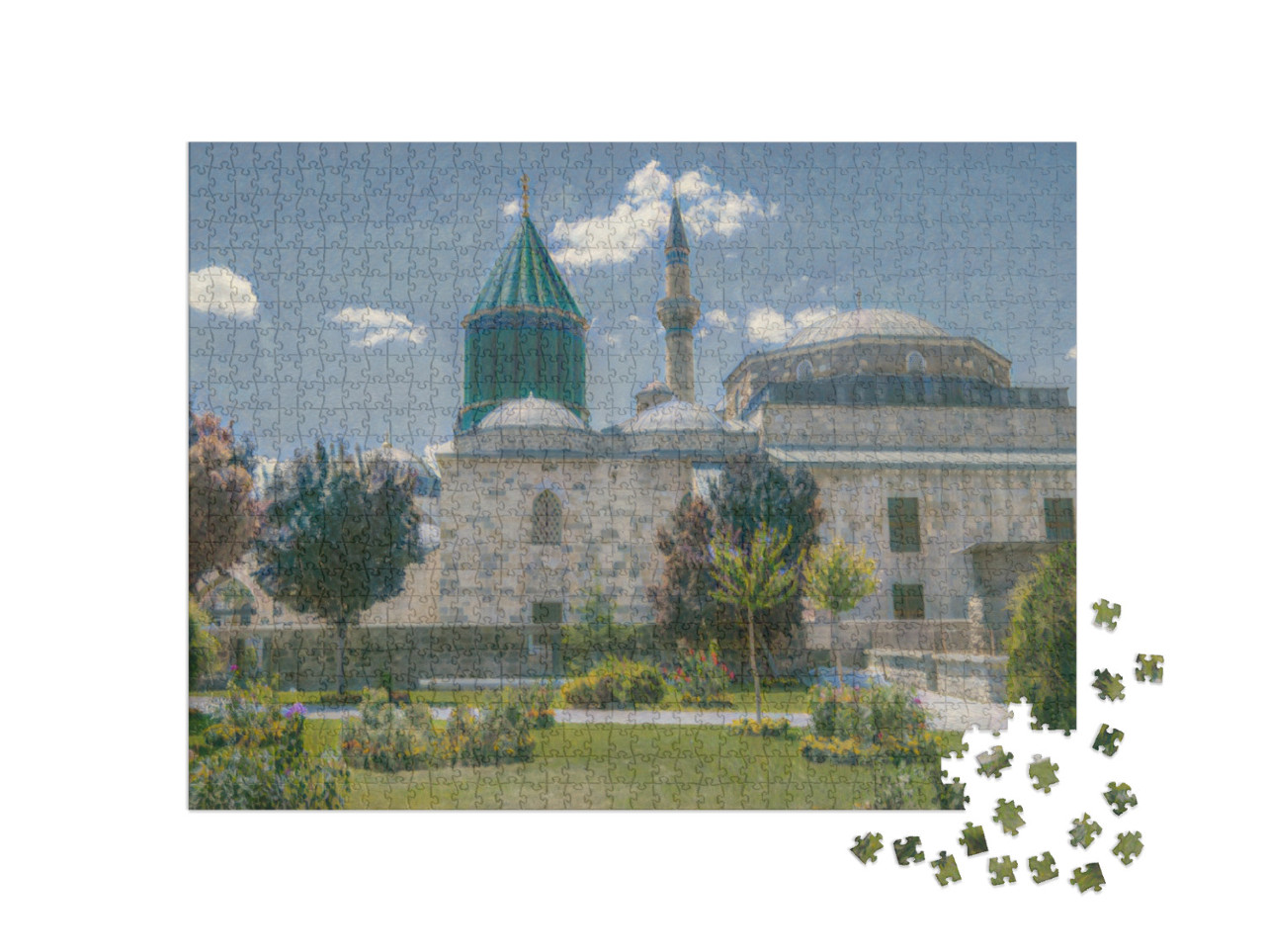 Puzzle de 1000 pièces « dans le style artistique de Claude Monet - Mevlana Celaleddin Rumi tombe et musée, Konya Turquie »