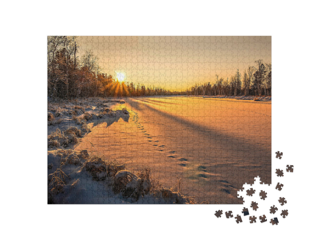 Puzzle de 1000 pièces « Coucher de soleil en hiver »