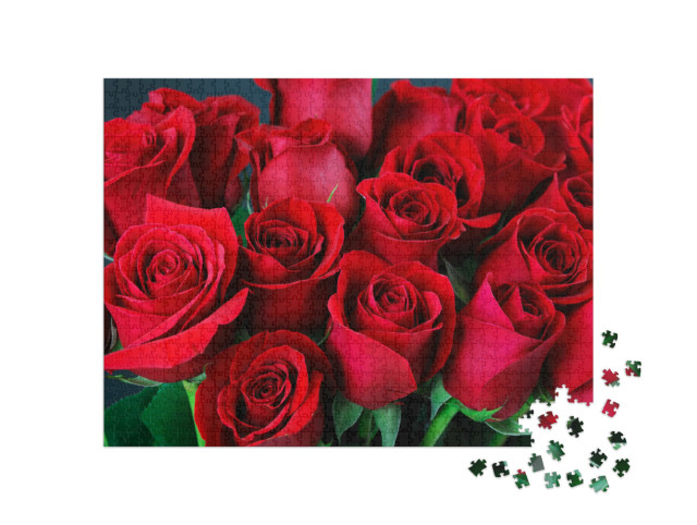 Puzzle de 1000 pièces « Un bouquet de roses rouges »
