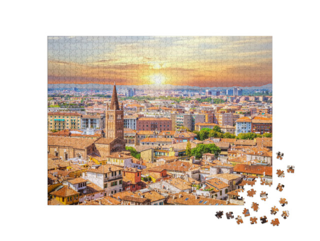 Puzzle de 1000 pièces « Vue aérienne de Vérone au coucher du soleil, Vénétie, Italie »