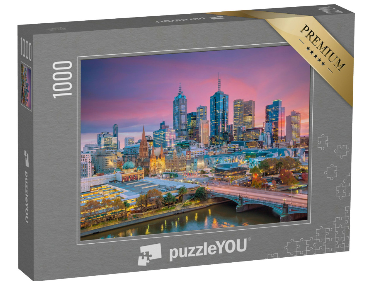 Puzzle de 1000 pièces « Skyline de Melbourne le soir, Australie »