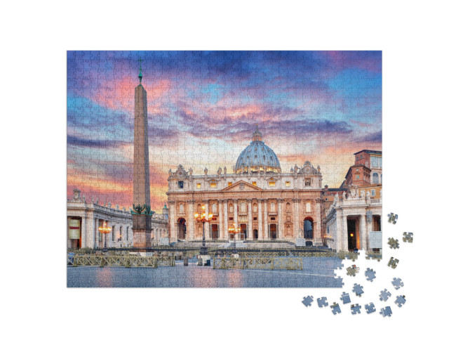 Puzzle de 1000 pièces « Lever de soleil sur la basilique Saint-Pierre, Cité du Vatican, Rome »