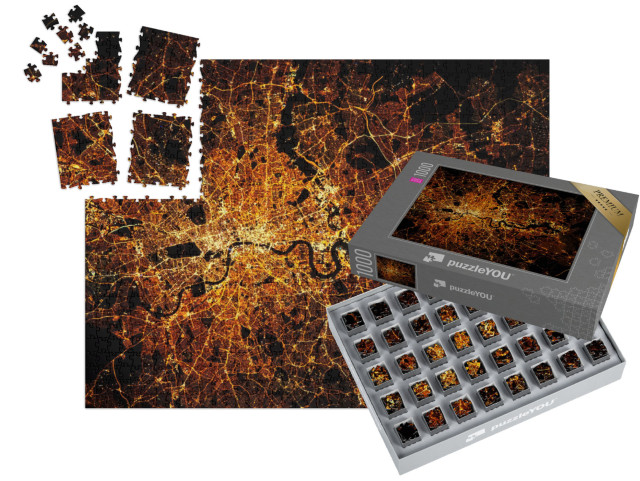 SMART SORTED® | Puzzle photo 1000 pièces « Londres avec lumières la nuit »