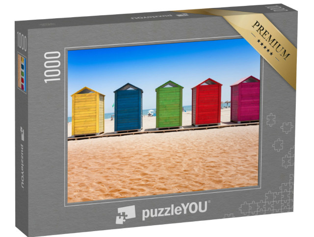 Puzzle de 1000 pièces « Cabines de plage colorées sur la plage de Patacona, Valence »