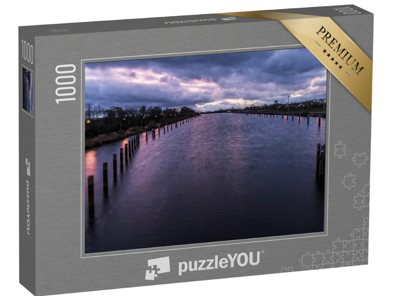Puzzle de 1000 pièces « Coucher de soleil sur l'Elbe »