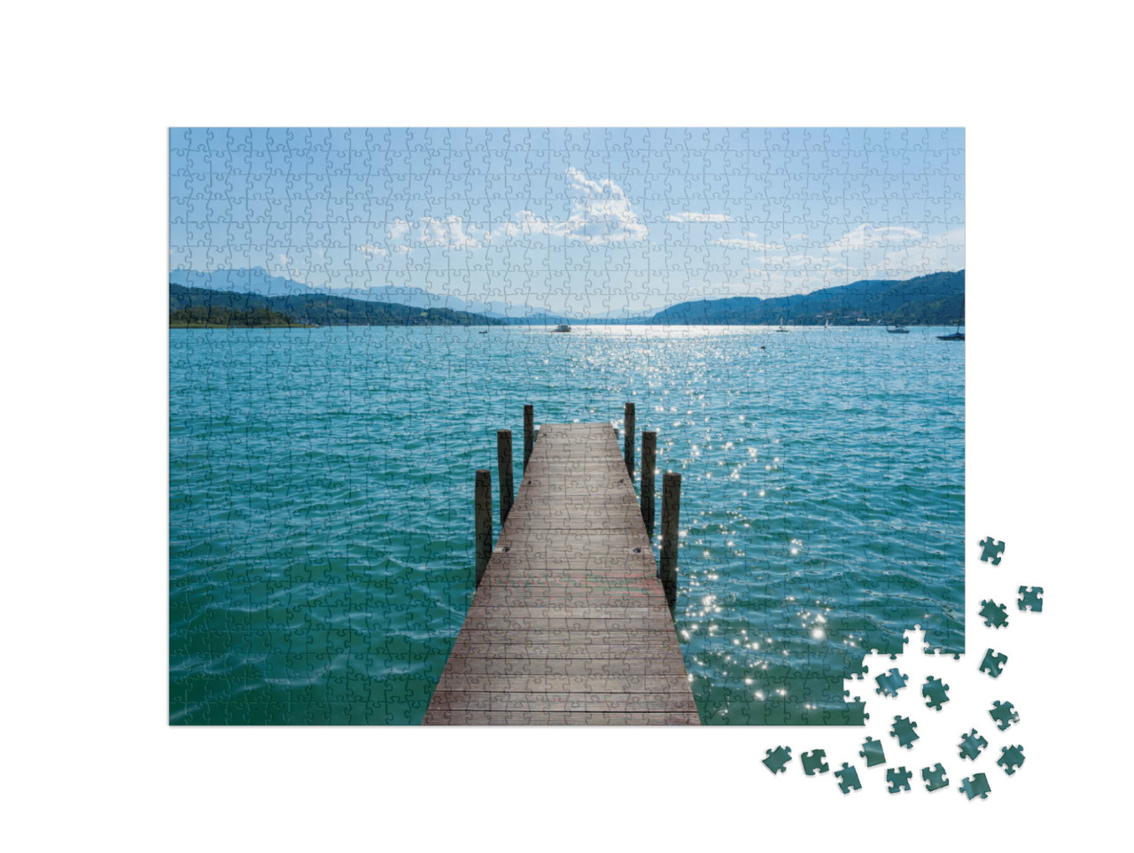 Puzzle de 1000 pièces « Dock sur le lac de Wörthersee en Carinthie, Autriche »