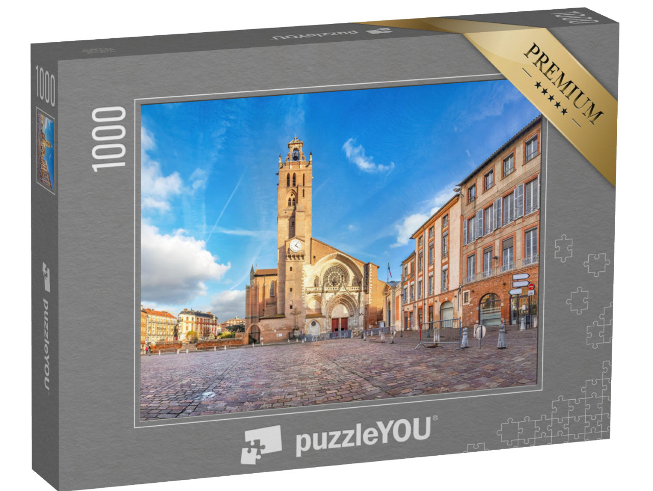 Puzzle de 1000 pièces « Panorama de la place Saint-Étienne avec la cathédrale Saint-Étienne à Toulouse, France »