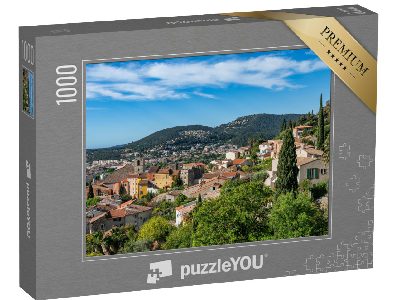 Puzzle de 1000 pièces « Vue sur la vieille ville et l'église Saint-Paul de Hyères (Hyères), France »
