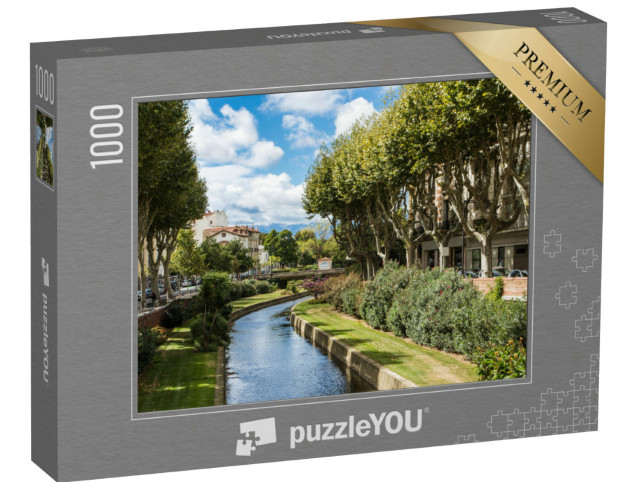 Puzzle de 1000 pièces « Vue pittoresque de Perpignan et de sa rivière par une journée ensoleillée. France. »