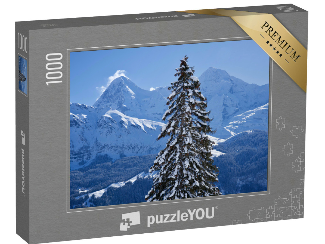 Puzzle de 1000 pièces « Panorama des Alpes bernoises avec les sommets de l'Eiger et du Mönch, Suisse »