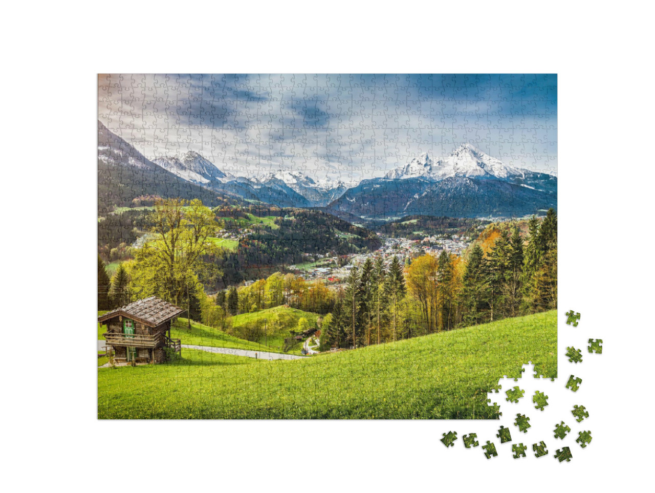 Puzzle de 1000 pièces « Vue panoramique sur le massif du Watzmann, Bavière, Allemagne »