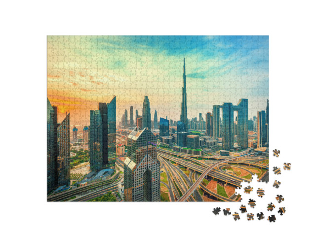 Puzzle de 1000 pièces « Le centre-ville de Dubaï et ses gratte-ciel »