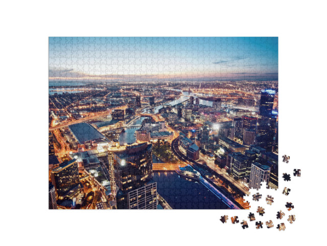 Puzzle de 1000 pièces « Une vue de Melbourne la nuit, Victoria, Australie »